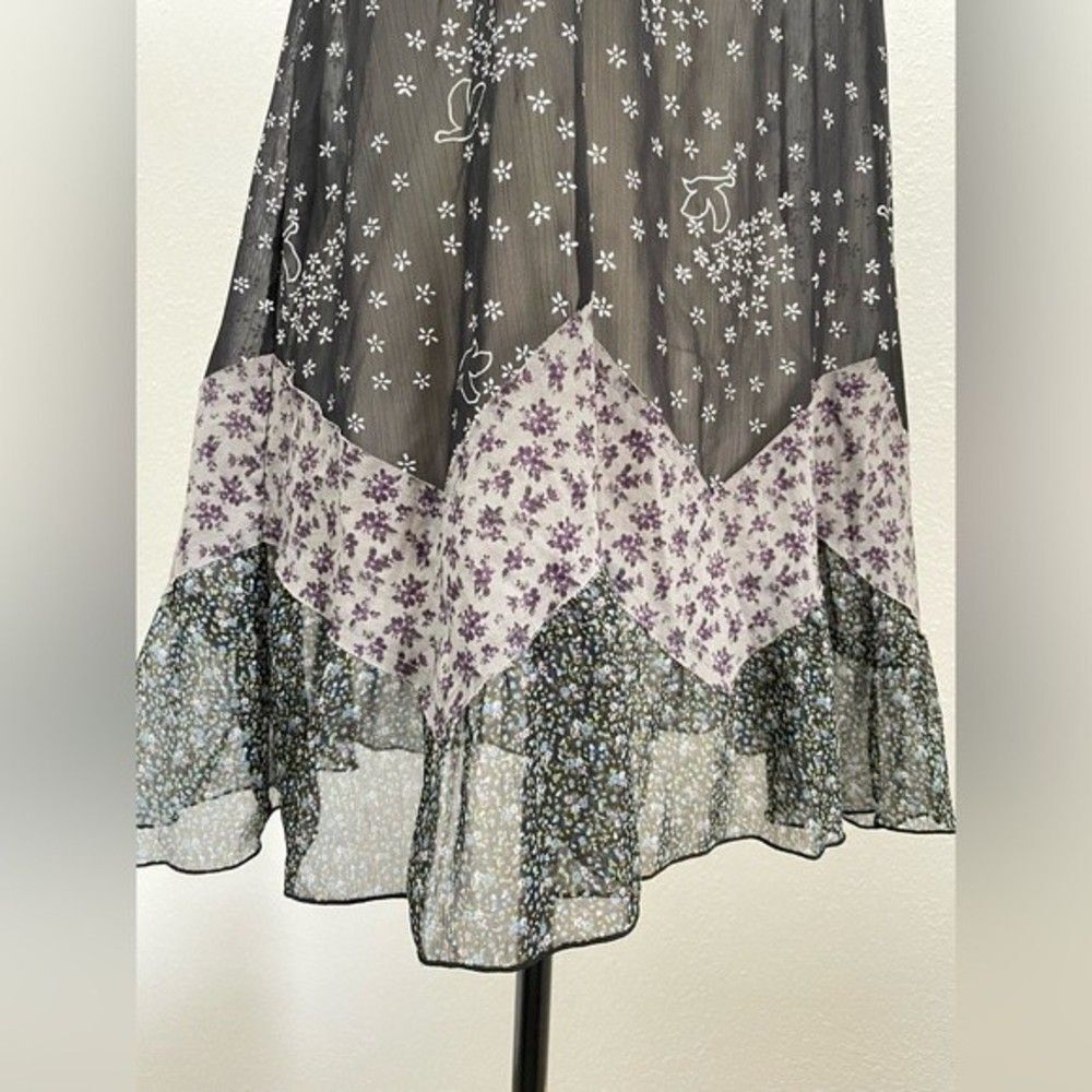 Free People Boho Flowy Beachy Sea Shell Ditsy Floral Babydoll Sheer Tunic Top - Picture 9 of 12